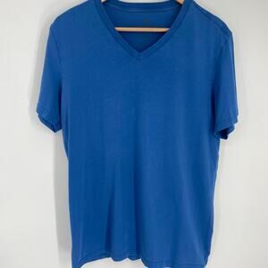 Mack Weldon T-shirt Mens Blue Large Pima Cotton V-Neck Short Sleeve Capsule